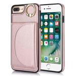 For iPhone 7 Plus / 8 Plus YM007 Ring Holder Card Bag Skin Feel Phone Case(Rose Gold)