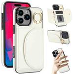 For iPhone 16 Pro YM007 Ring Holder Card Bag Skin Feel Phone Case(White)