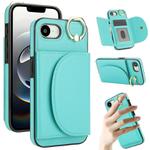 For iPhone 16e YM007 Ring Holder Card Bag Skin Feel Phone Case(Green)