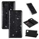 For Huawei P40 Lite Ultrathin Glitter Magnetic Horizontal Flip Leather Case with Holder & Card Slots(Black)