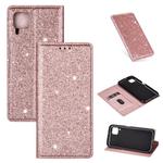 For Huawei P40 Lite Ultrathin Glitter Magnetic Horizontal Flip Leather Case with Holder & Card Slots(Rose Gold)