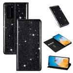 For Huawei P40 Pro Ultrathin Glitter Magnetic Horizontal Flip Leather Case with Holder & Card Slots(Black)