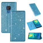 For Huawei Mate 20 Ultrathin Glitter Magnetic Horizontal Flip Leather Case with Holder & Card Slots(Sky Blue)