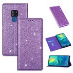 For Huawei Mate 20 Ultrathin Glitter Magnetic Horizontal Flip Leather Case with Holder & Card Slots(Purple)