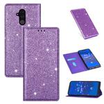 For Huawei Mate 20 Lite Ultrathin Glitter Magnetic Horizontal Flip Leather Case with Holder & Card Slots(Purple)