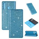For Huawei P Smart+ 2019 Ultrathin Glitter Magnetic Horizontal Flip Leather Case with Holder & Card Slots(Sky Blue)
