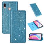 For Huawei P20 Lite Ultrathin Glitter Magnetic Horizontal Flip Leather Case with Holder & Card Slots(Sky Blue)