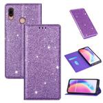 For Huawei P20 Lite Ultrathin Glitter Magnetic Horizontal Flip Leather Case with Holder & Card Slots(Purple)