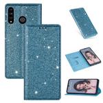 For Huawei P30 Lite Ultrathin Glitter Magnetic Horizontal Flip Leather Case with Holder & Card Slots(Sky Blue)