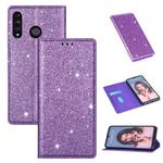 For Huawei P30 Lite Ultrathin Glitter Magnetic Horizontal Flip Leather Case with Holder & Card Slots(Purple)