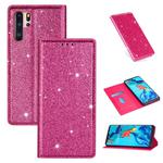 For Huawei P30 Pro Ultrathin Glitter Magnetic Horizontal Flip Leather Case with Holder & Card Slots(Rose Red)