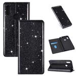 For Huawei Y6 (2019) Ultrathin Glitter Magnetic Horizontal Flip Leather Case with Holder & Card Slots(Black)