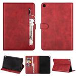 For Samsung Galaxy Tab A10.1 T510 / T515 Tablet Fashion Calf Texture Zipper Horizontal Flip Leather Case with Stand & Card Slots & Wallet & Wake-up / Sleep Function(Red)