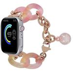 For Apple Watch Series 9 45mm Gradient Resin Chain Watch Band(Pink)