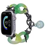 For Apple Watch Series 8 45mm Gradient Resin Chain Watch Band(Green)