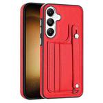 For Samsung Galaxy S24+ 5G Shockproof Leather Phone Case with Wrist Strap(Red)