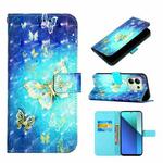 For Xiaomi Redmi Note 13 4G Global 3D Painting Horizontal Flip Leather Phone Case(Golden Butterfly)