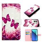 For Xiaomi Redmi Note 13 4G Global 3D Painting Horizontal Flip Leather Phone Case(Rose Butterfly)