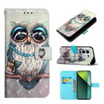 For Xiaomi Redmi Note 13 Pro 5G Global 3D Painting Horizontal Flip Leather Phone Case(Grey Owl)