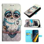 For Xiaomi Poco X6 Pro 3D Painting Horizontal Flip Leather Phone Case(Grey Owl)