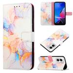 For Motorola Moto G Play 4G 2024 PT003 Marble Pattern Flip Leather Phone Case(Galaxy Marble White)