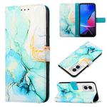 For Motorola Moto G Play 4G 2024 PT003 Marble Pattern Flip Leather Phone Case(Green)