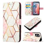 For Motorola Moto G Play 5G 2024 PT003 Marble Pattern Flip Leather Phone Case(Pink White)