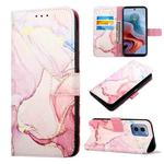 For Motorola Moto G34 PT003 Marble Pattern Flip Leather Phone Case(Rose Gold)