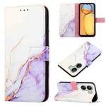 For Xiaomi Redmi 13C PT003 Marble Pattern Flip Leather Phone Case(White Purple)