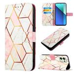 For Xiaomi Redmi Note 13 4G Global PT003 Marble Pattern Flip Leather Phone Case(Pink White)