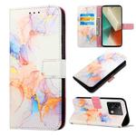 For Xiaomi Redmi Note 13 5G Global PT003 Marble Pattern Flip Leather Phone Case(Galaxy Marble White)