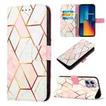 For Xiaomi Poco M6 Pro 4G PT003 Marble Pattern Flip Leather Phone Case(Pink White)