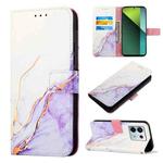 For Xiaomi Redmi Note 13 Pro 5G Global PT003 Marble Pattern Flip Leather Phone Case(White Purple)