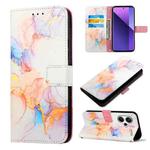 For Xiaomi Redmi Note 13 Pro+ 5G PT003 Marble Pattern Flip Leather Phone Case(Galaxy Marble White)