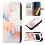 For Xiaomi Redmi K70E PT003 Marble Pattern Flip Leather Phone Case(Galaxy Marble White)