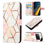 For Xiaomi Redmi K70E PT003 Marble Pattern Flip Leather Phone Case(Pink White)