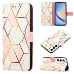 For Samsung Galaxy A35 5G PT003 Marble Pattern Flip Leather Phone Case(Pink White)