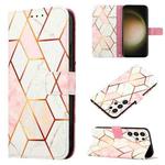 For Samsung Galaxy S24 Ultra 5G PT003 Marble Pattern Flip Leather Phone Case(Pink White)