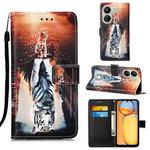 For Xiaomi Redmi 13C Colored Drawing Pattern Plain Weave Leather Phone Case(Cats And Tigers)