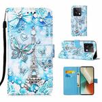 For Xiaomi Redmi Note 13 5G Global Colored Drawing Pattern Plain Weave Leather Phone Case(Tower Butterfly)