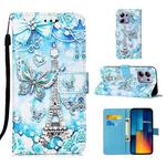 For Xiaomi Redmi Note 13 Pro 4G Global Colored Drawing Pattern Plain Weave Leather Phone Case(Tower Butterfly)