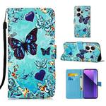 For Xiaomi Redmi Note 13 Pro+ 5G Colored Drawing Pattern Plain Weave Leather Phone Case(Caring Butterfly)