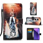 For Xiaomi Redmi Note 13 Pro+ 5G Colored Drawing Pattern Plain Weave Leather Phone Case(Cats And Tigers)