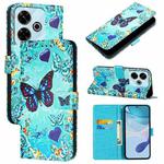 For Xiaomi Redmi 13 4G Colored Drawing Pattern Plain Weave Leather Phone Case(Caring Butterfly)