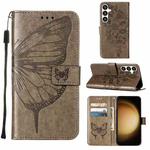 For Samsung Galaxy S24 5G Embossed Butterfly Leather Phone Case(Grey)