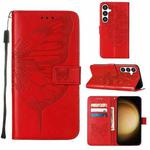 For Samsung Galaxy S24 5G Embossed Butterfly Leather Phone Case(Red)