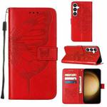 For Samsung Galaxy S24+ 5G Embossed Butterfly Leather Phone Case(Red)