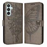 For Samsung Galaxy M15/F15 5G Global Embossed Butterfly Leather Phone Case(Grey)