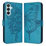 For Samsung Galaxy M15/F15 5G Global Embossed Butterfly Leather Phone Case(Blue)
