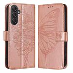 For Samsung Galaxy M55 Embossed Butterfly Leather Phone Case(Rose Gold)